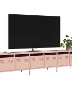 vidaXL ТВ шкаф розов 202x39x435 см студеновалцувана стомана