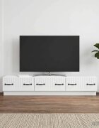 vidaXL ТВ шкаф с чекмедже Бяло 147 x 345 x 27 см Инженерна дървесина