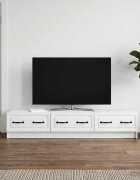 vidaXL ТВ шкаф с чекмедже Бяло 147 x 345 x 27 см Инженерна дървесина