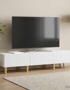 vidaXL ТВ шкаф с чекмедже Бяло 147 x 345 x 30 см Инженерна дървесина