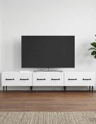vidaXL ТВ шкаф с чекмедже Бяло 147 x 345 x 30 см Инженерна дървесина