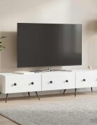 vidaXL ТВ шкаф с чекмедже Бяло 147 x 345 x 30 см Инженерна дървесина