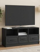 vidaXL ТВ шкаф с чекмедже Черно 102 x 345 x 47 см Инженерна дървесина