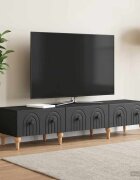 vidaXL ТВ шкаф с чекмедже Черно 147 x 345 x 30 см Инженерна дървесина