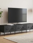 vidaXL ТВ шкаф с чекмедже Черно 147 x 345 x 30 см Инженерна дървесина