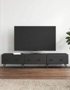 vidaXL ТВ шкаф с чекмедже Черно 147 x 345 x 30 см Инженерна дървесина