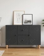 vidaXL ТВ шкаф с чекмедже Черно 89 x 345 x 60 см Инженерна дървесина