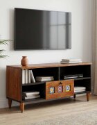 vidaXL ТВ шкаф с чекмедже Орех 100 x 33 x 46 см Солидно мангово дърво
