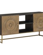 vidaXL ТВ шкаф с чекмедже с рафт с врата Месинг 105 x 30 x 50 см