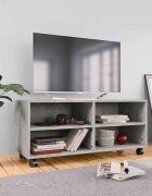 vidaXL ТВ шкаф с колелца бетоново сиво 90x35x35 см инженерно дърво