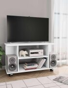 vidaXL ТВ шкаф с колелца бял 80x40x45 см инженерно дърво