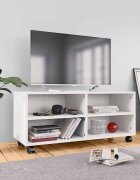 vidaXL ТВ шкаф с колелца бял 90x35x35 см инженерно дърво