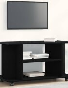 vidaXL ТВ шкаф с колелца черен дъб 80x40x45 см инженерно дърво