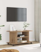 vidaXL ТВ шкаф с колелца Дъб Artisan 80x40x45 cm Инженерна дървесина