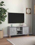 vidaXL ТВ шкаф с крака от масивно дърво бетонно сив 1035x35x50 см