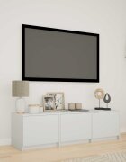 vidaXL TV шкаф с LED 140 x 34 x 40 см Бял Инженерен дървен материал