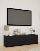 vidaXL TV шкаф с LED 140 x 34 x 40 см Черен Инженерен дървен материал