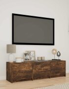 vidaXL TV шкаф с LED 140 x 34 x 40 см Пушена Дъб