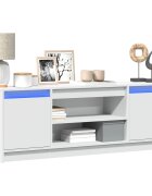 vidaXL ТВ шкаф с LED бял 1395x34x50 см инженерно дърво