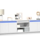 vidaXL ТВ шкаф с LED бял 180x34x50 см инженерно дърво