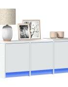 vidaXL ТВ шкаф с LED бял 97x34x40 см инженерно дърво