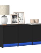 vidaXL ТВ шкаф с LED черен 97x34x40 см инженерно дърво