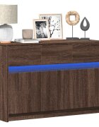 vidaXL ТВ шкаф с LED кафяв дъб 91x34x61 см инженерно дърво