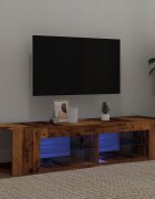 vidaXL ТВ шкаф с LED осветление 135x39x30 см инженерно дърво