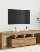 vidaXL ТВ шкаф с LED осветление 140x365x40 см инженерно дърво