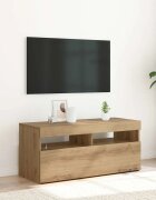 vidaXL ТВ шкаф с LED осветление 90x35x40 см инженерно дърво