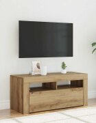 vidaXL ТВ шкаф с LED осветление 90x35x40 см инженерно дърво