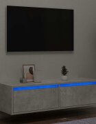 vidaXL ТВ шкаф с LED осветление бетонно сив 100X355x25 см