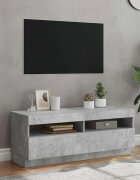 vidaXL ТВ шкаф с LED осветление бетонно сив 100x35x40 см