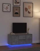 vidaXL ТВ шкаф с LED осветление бетонно сив 100x41x50 см