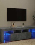 vidaXL ТВ шкаф с LED осветление бетонно сив 140x365x40 см