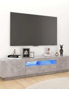 vidaXL ТВ шкаф с LED осветление бетонно сив 180x35x40 см