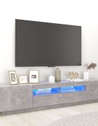 vidaXL ТВ шкаф с LED осветление бетонно сив 200x35x40 см