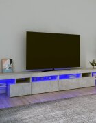 vidaXL ТВ шкаф с LED осветление бетонно сив 260x365x40 см