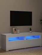 vidaXL ТВ шкаф с LED осветление бял 120x35x40 см
