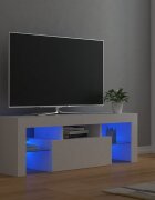 vidaXL ТВ шкаф с LED осветление бял 120x35x40 см