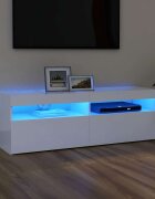 vidaXL ТВ шкаф с LED осветление бял 120x35x40 см
