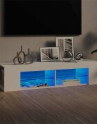 vidaXL ТВ шкаф с LED осветление бял 135x39x30 см