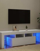 vidaXL ТВ шкаф с LED осветление бял 140x365x40 см