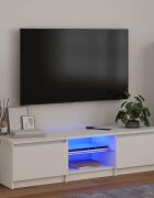 vidaXL ТВ шкаф с LED осветление бял 140x40x36 см