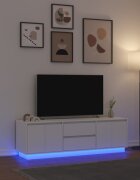 vidaXL ТВ шкаф с LED осветление бял 1605x41x50 см