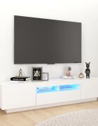 vidaXL ТВ шкаф с LED осветление бял 180x35x40 см