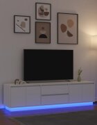 vidaXL ТВ шкаф с LED осветление бял 1935x41x50 см