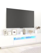 vidaXL ТВ шкаф с LED осветление бял 200x35x40 см