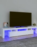 vidaXL ТВ шкаф с LED осветление бял 200x365x40 см