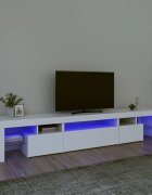vidaXL ТВ шкаф с LED осветление бял 215x365x40 см